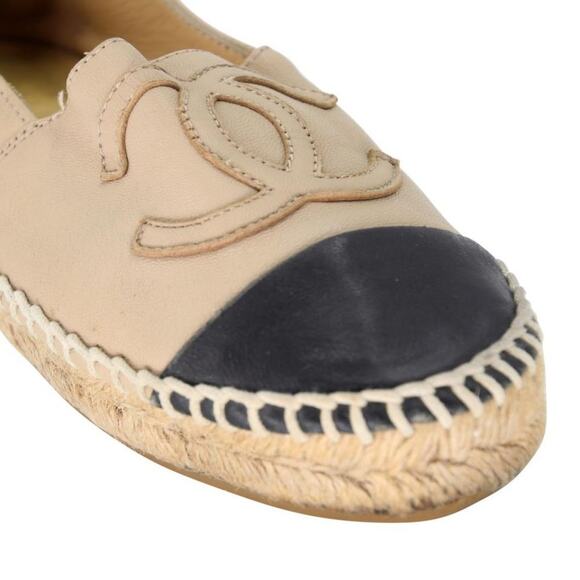 Chanel Espadrille 36 Leather Cap Toe Cc Flats CC-0505N-0162 - Picture 7 of 10